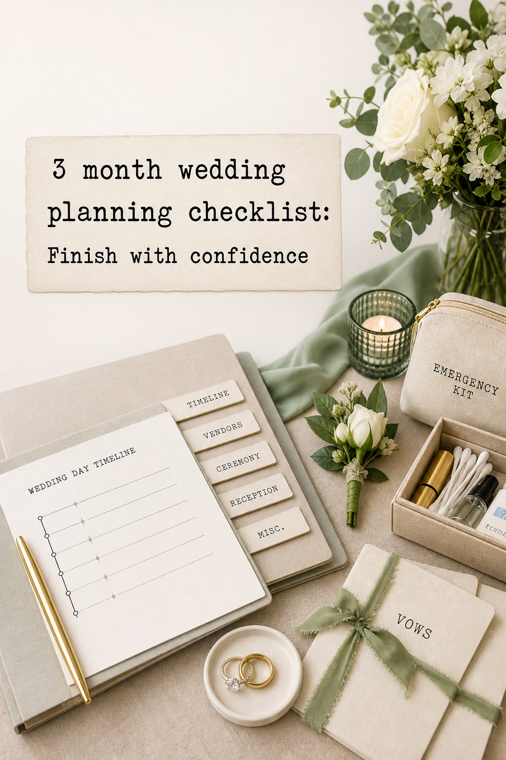 3 month wedding planning checklist calm start with a couple and shared workspace