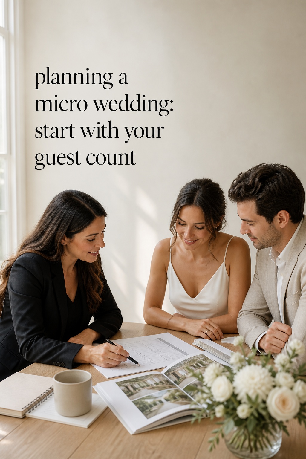 Planning a micro wedding guest count with couple and planner