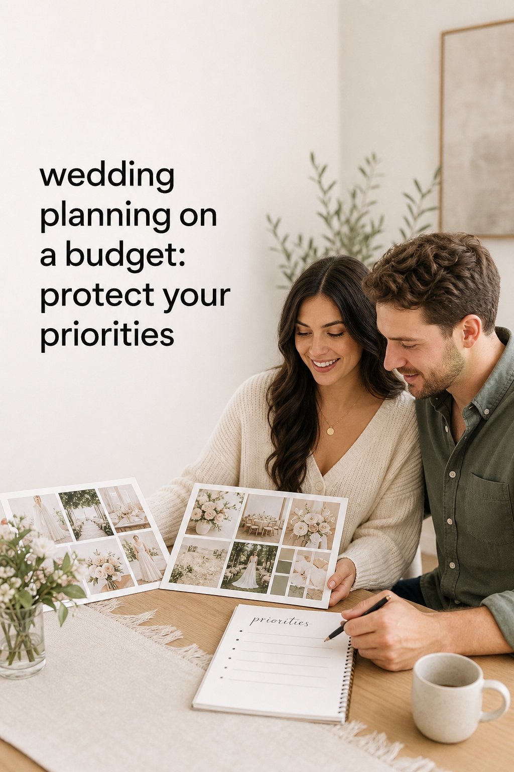 wedding planning on a budget with partners comparing priorities and costs