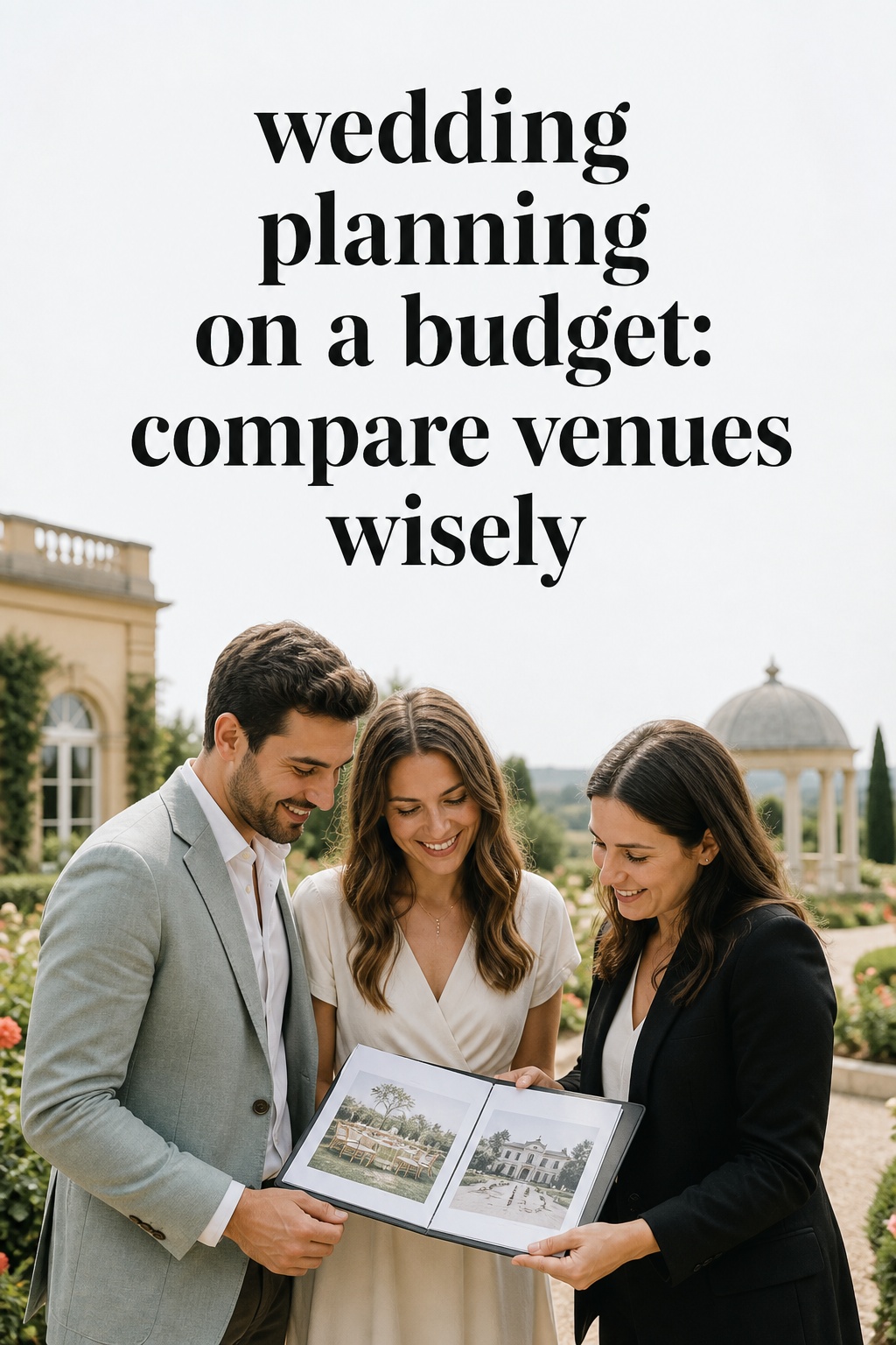 wedding planning on a budget with a couple comparing wedding venues
