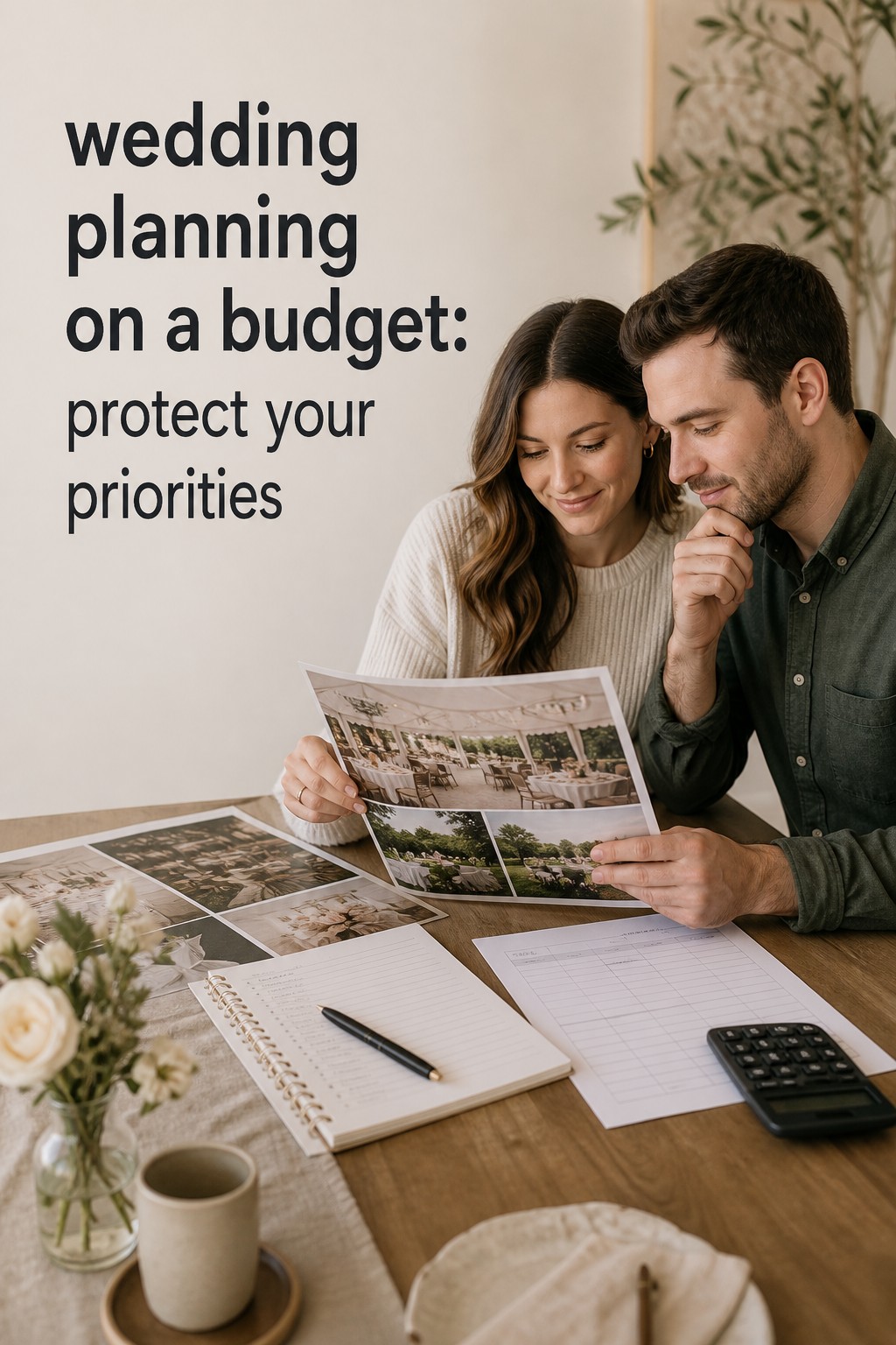 wedding planning on a budget with partners comparing priorities and costs