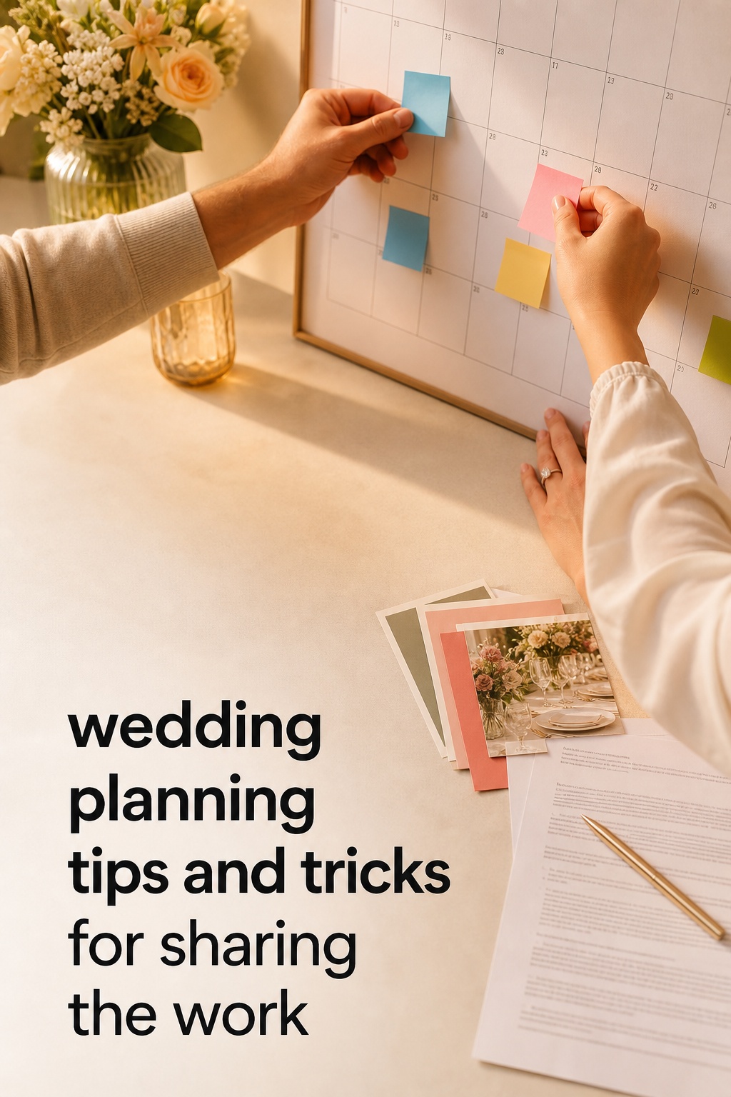 wedding planning tips and tricks for sharing the work on a calendar