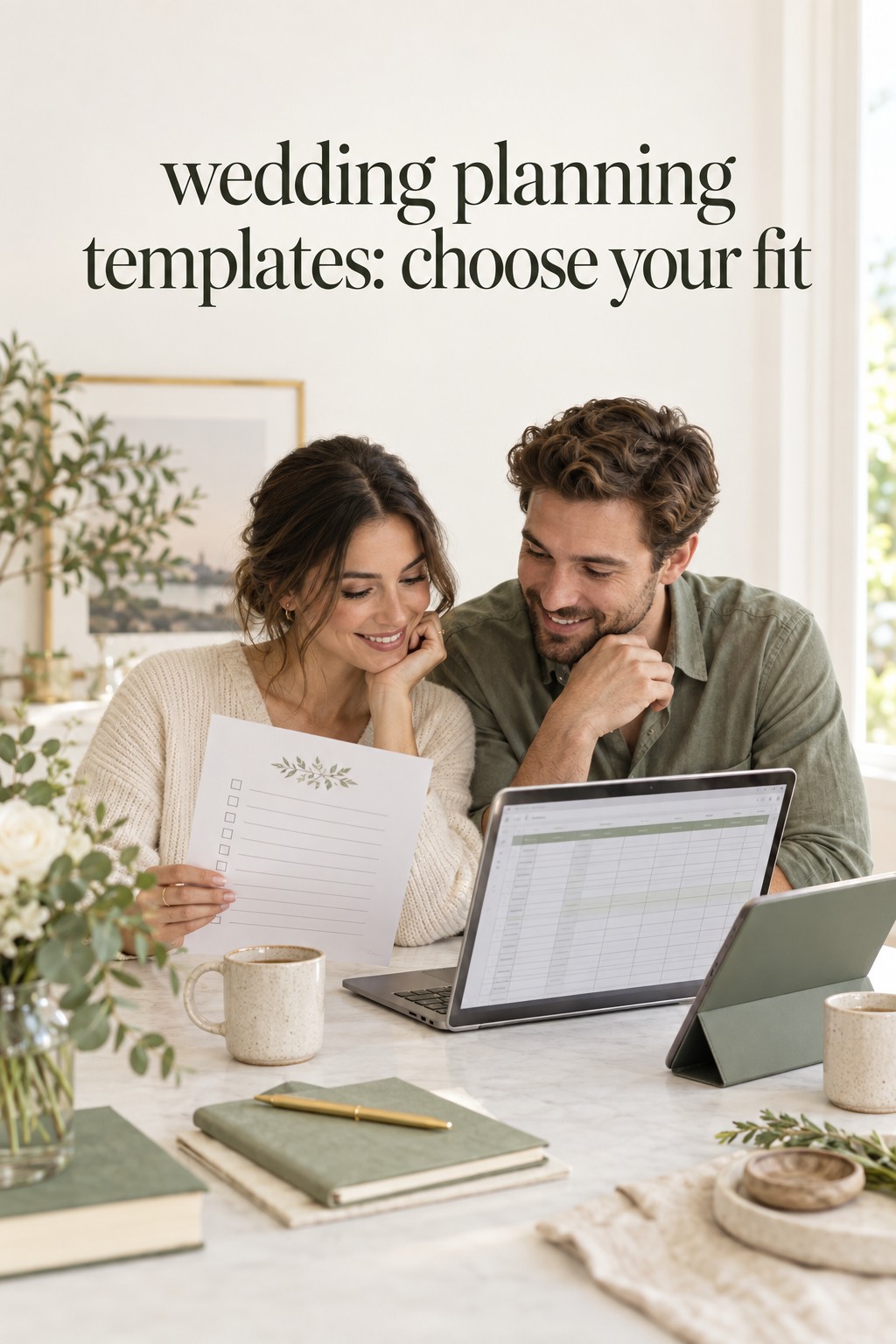 wedding planning templates comparison at a shared planning desk