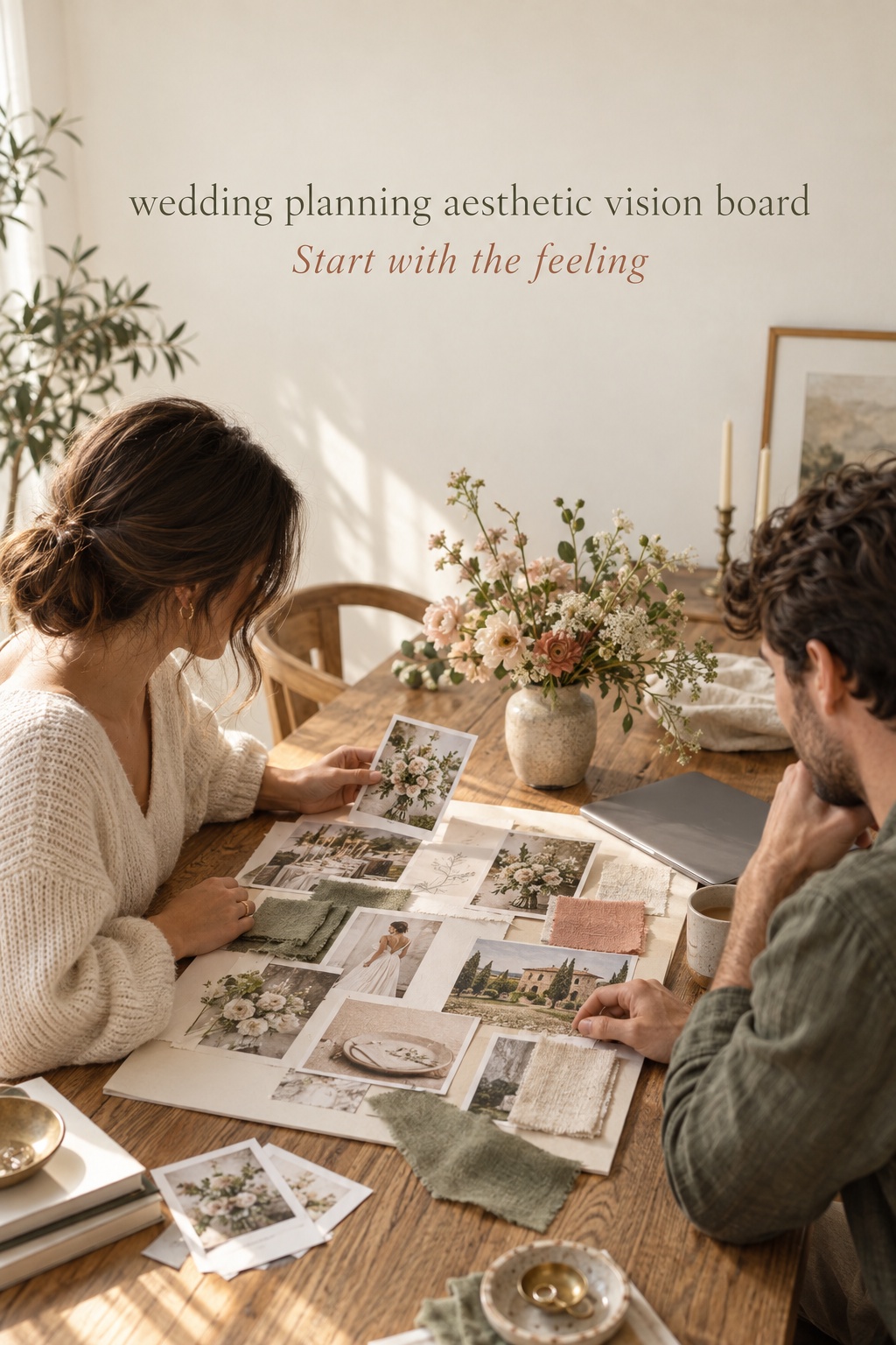 wedding planning aesthetic vision board created by a couple