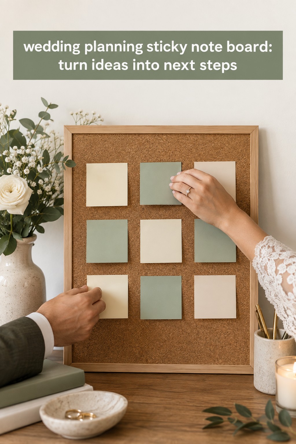 wedding planning sticky note board turning ideas into clear next steps