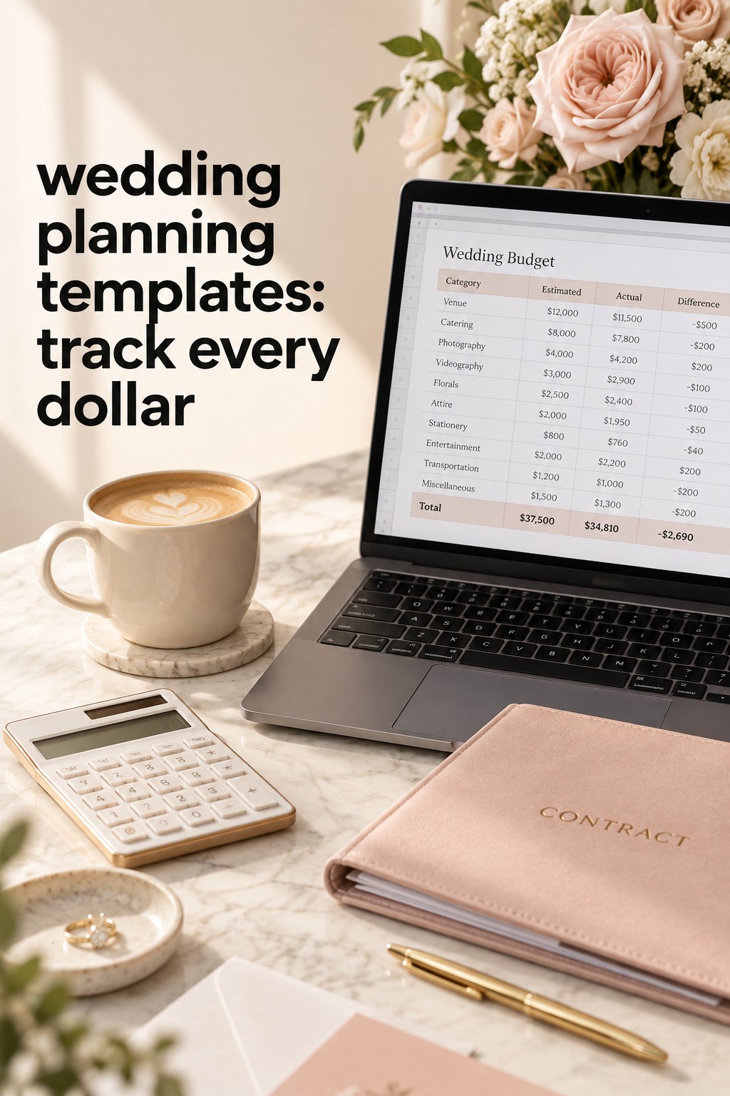 wedding planning templates guest list with RSVP cards and tablet