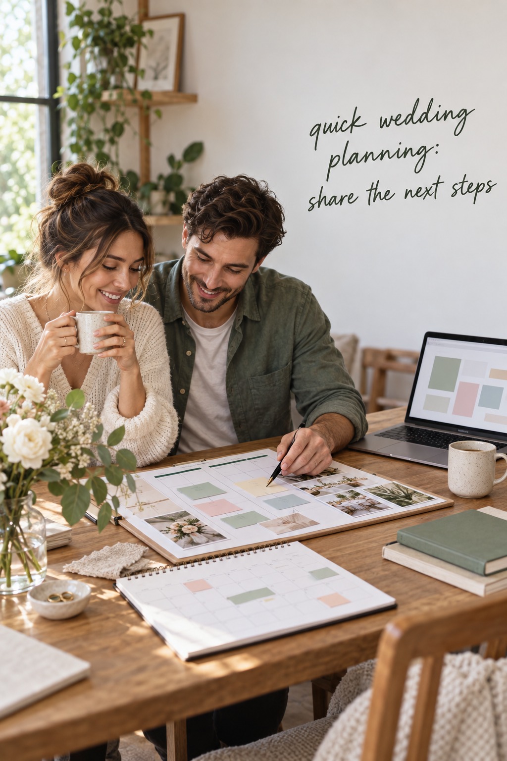 quick wedding planning with partners sharing a simple task board