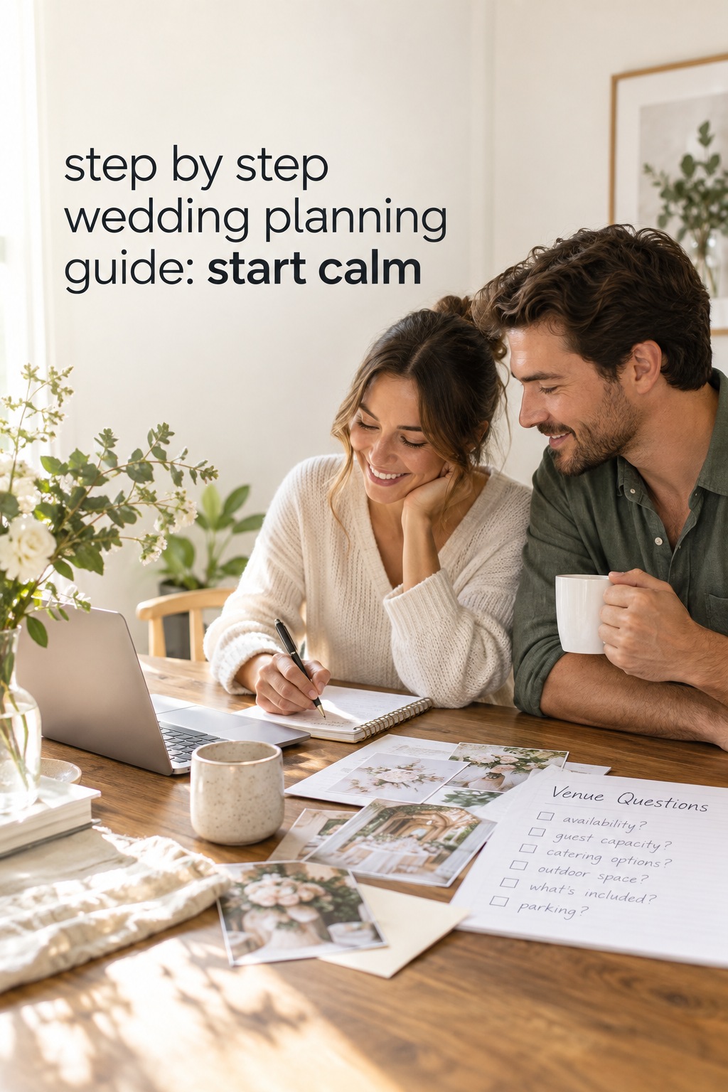step by step wedding planning guide couple organizing notes