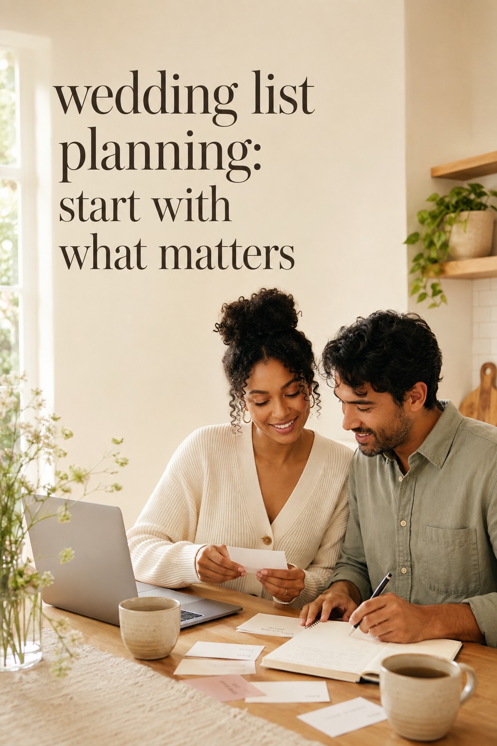 wedding list planning with a couple starting from what matters