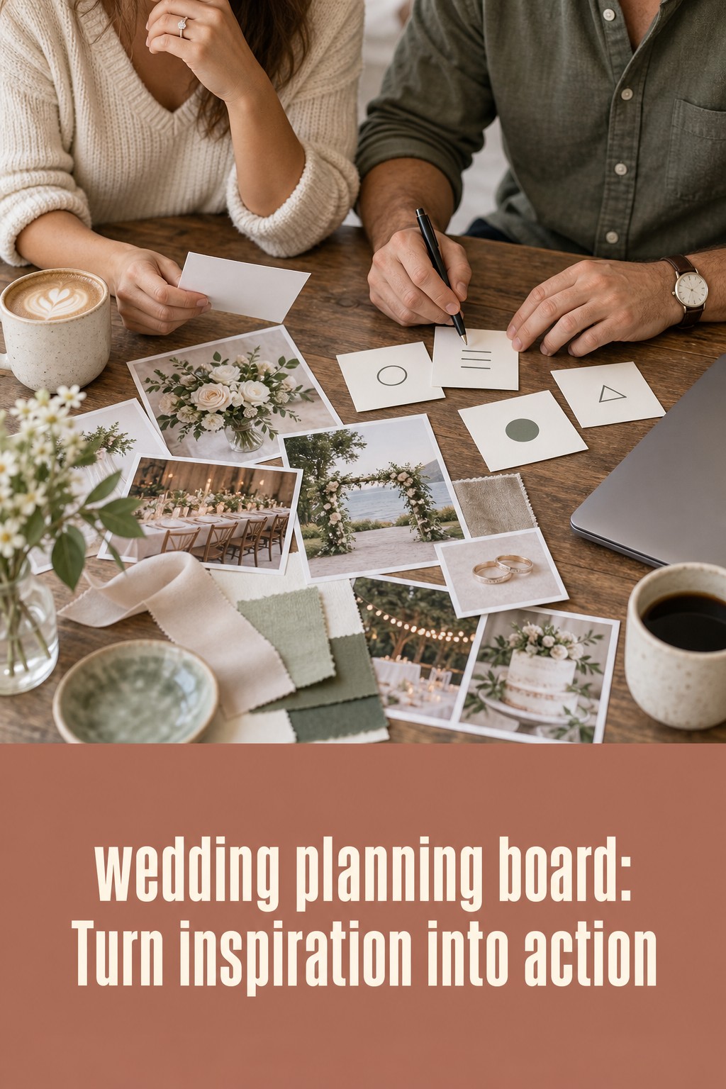 wedding planning board with edited wedding inspiration and color ideas