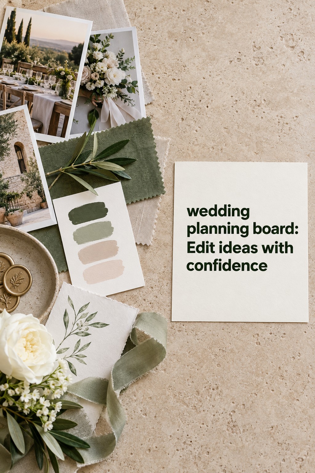 wedding planning board with organized tasks and wedding inspiration