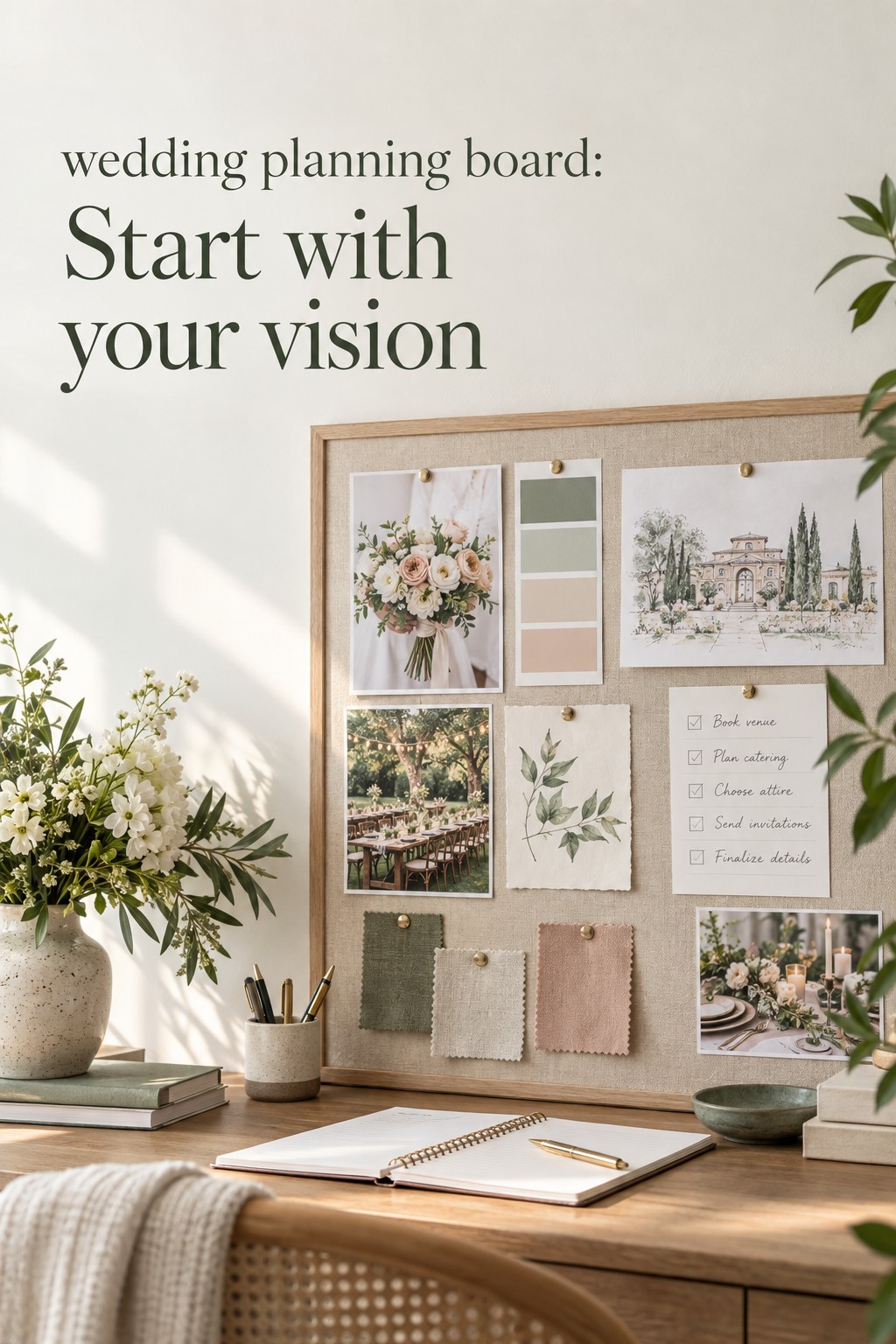 wedding planning board for a calm final week of wedding preparation