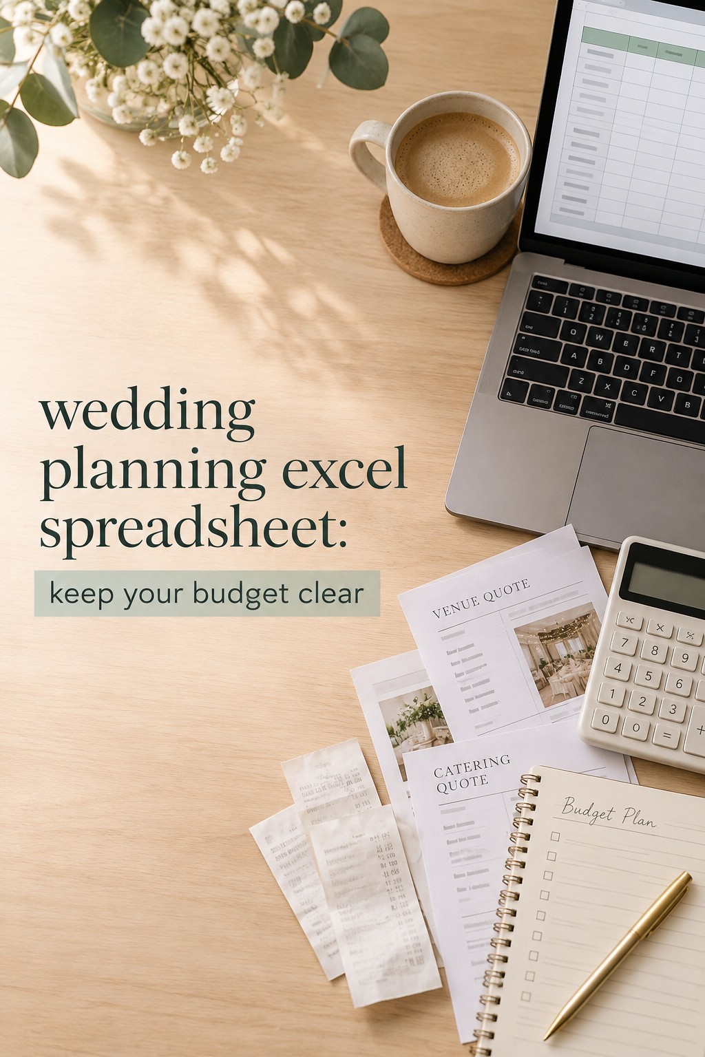 wedding planning excel spreadsheet budget tracker with receipts and vendor costs