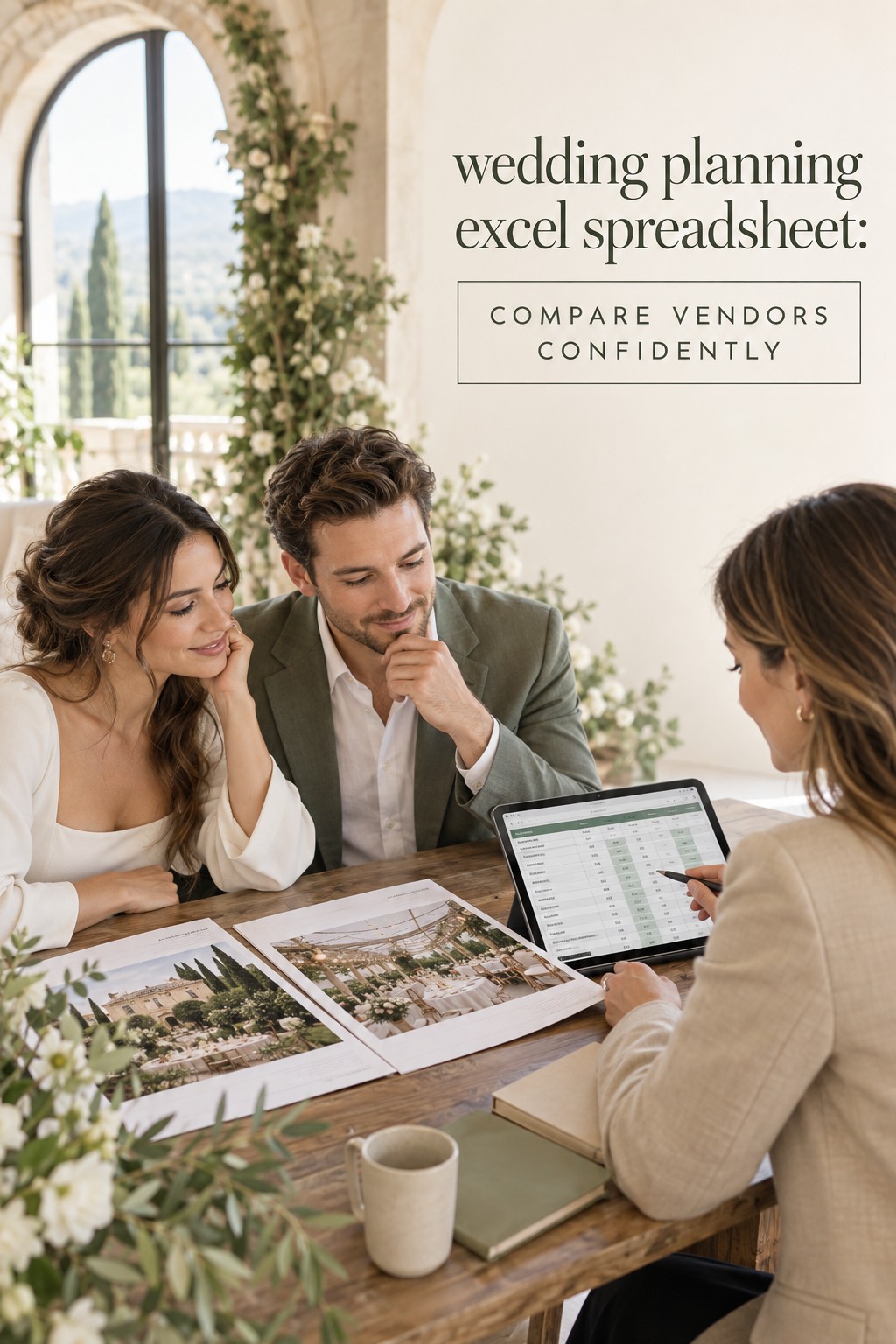 wedding planning excel spreadsheet comparing wedding vendors and proposals