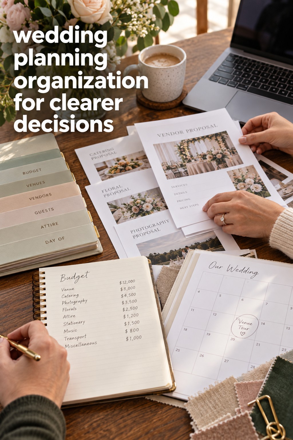 wedding planning organization for an easier handoff with a coordinator and final folder