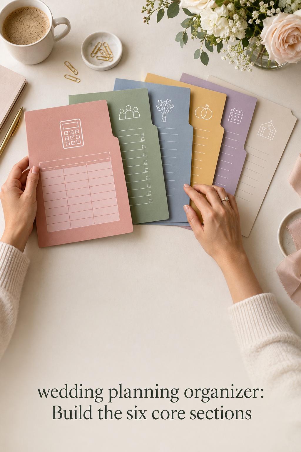 wedding planning organizer with digital tablet and paper binder choices