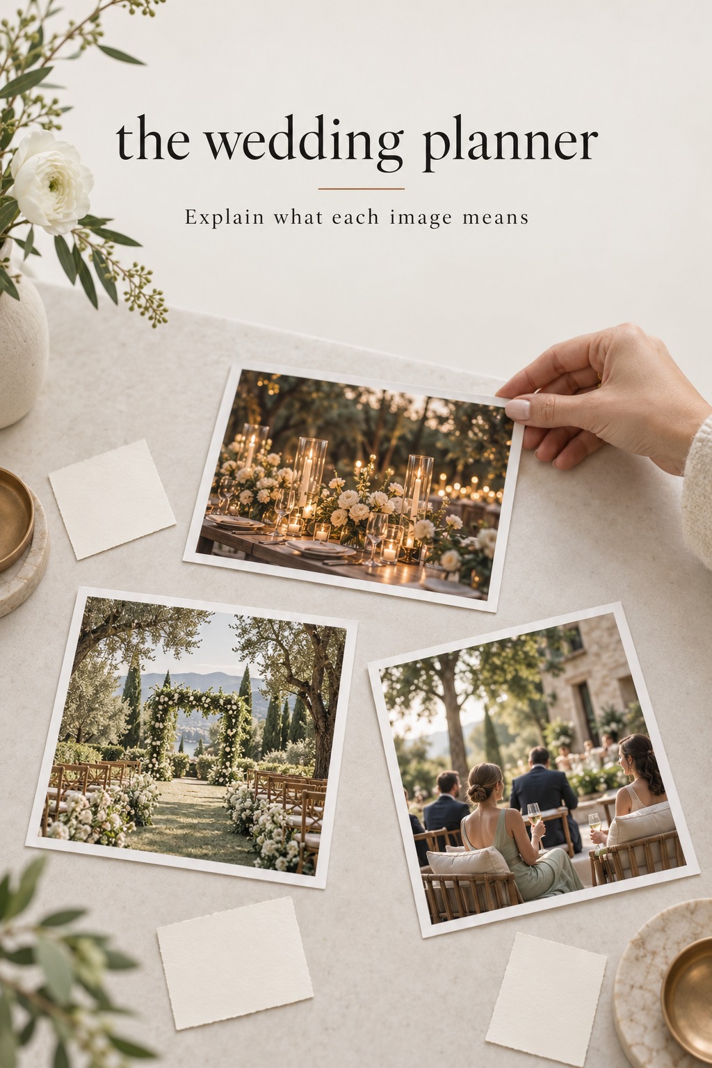 Explain What Each Image Means the wedding planner reviews annotated wedding inspiration images