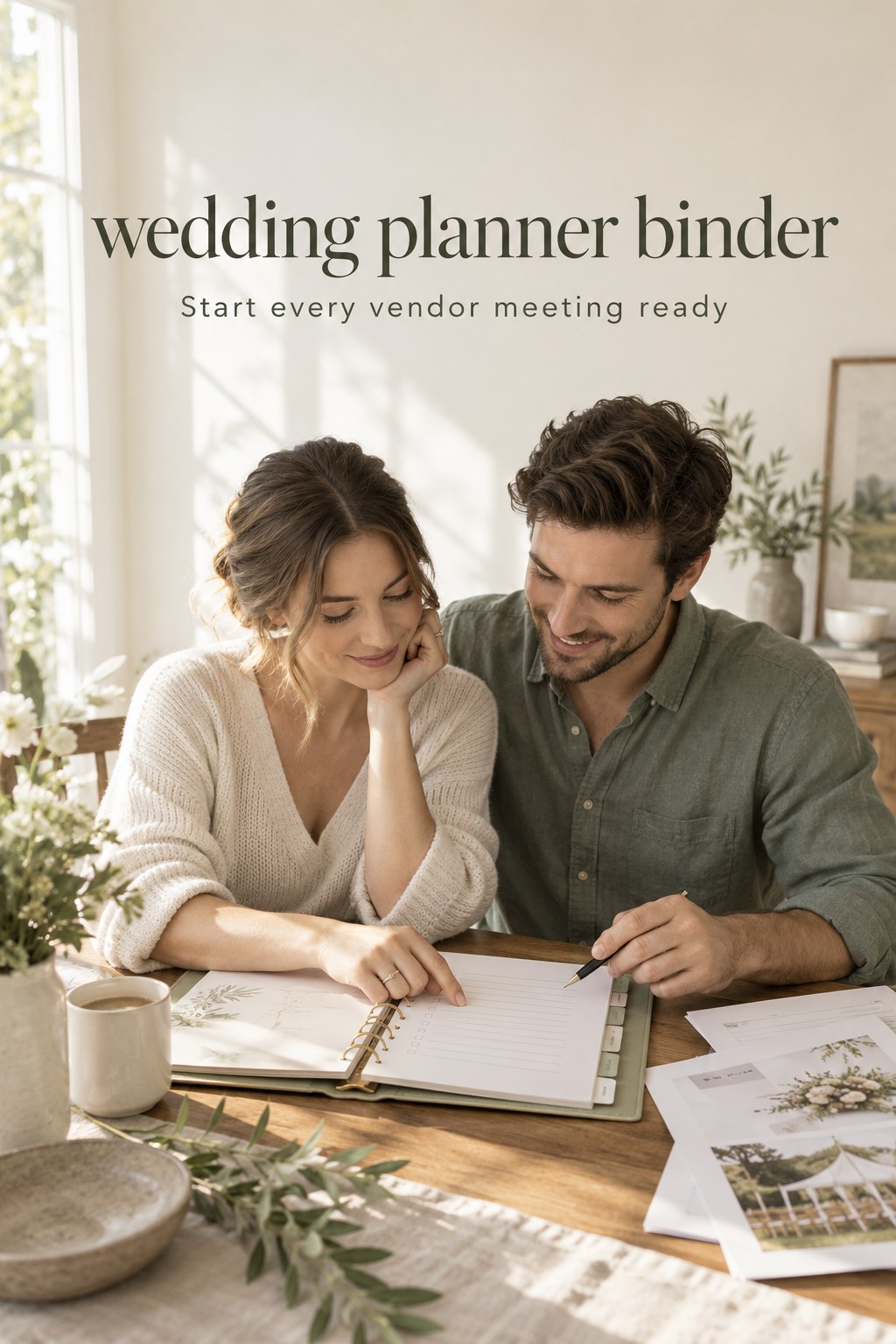 Wedding Planner Binder Meeting Brief wedding planner binder with a couple preparing a vendor meeting brief