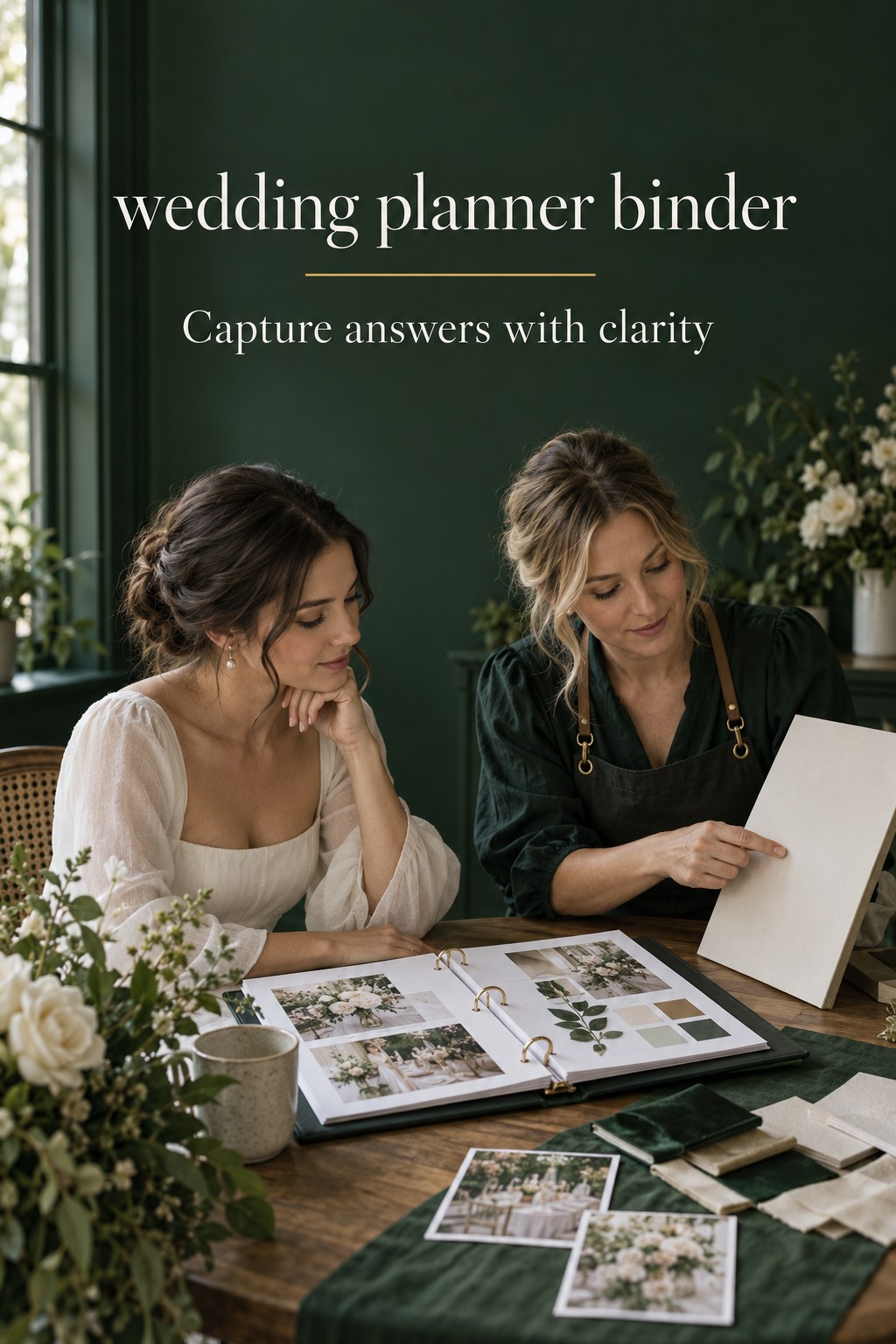 Capture Vendor Answers Clearly wedding planner binder reviewed during a florist meeting