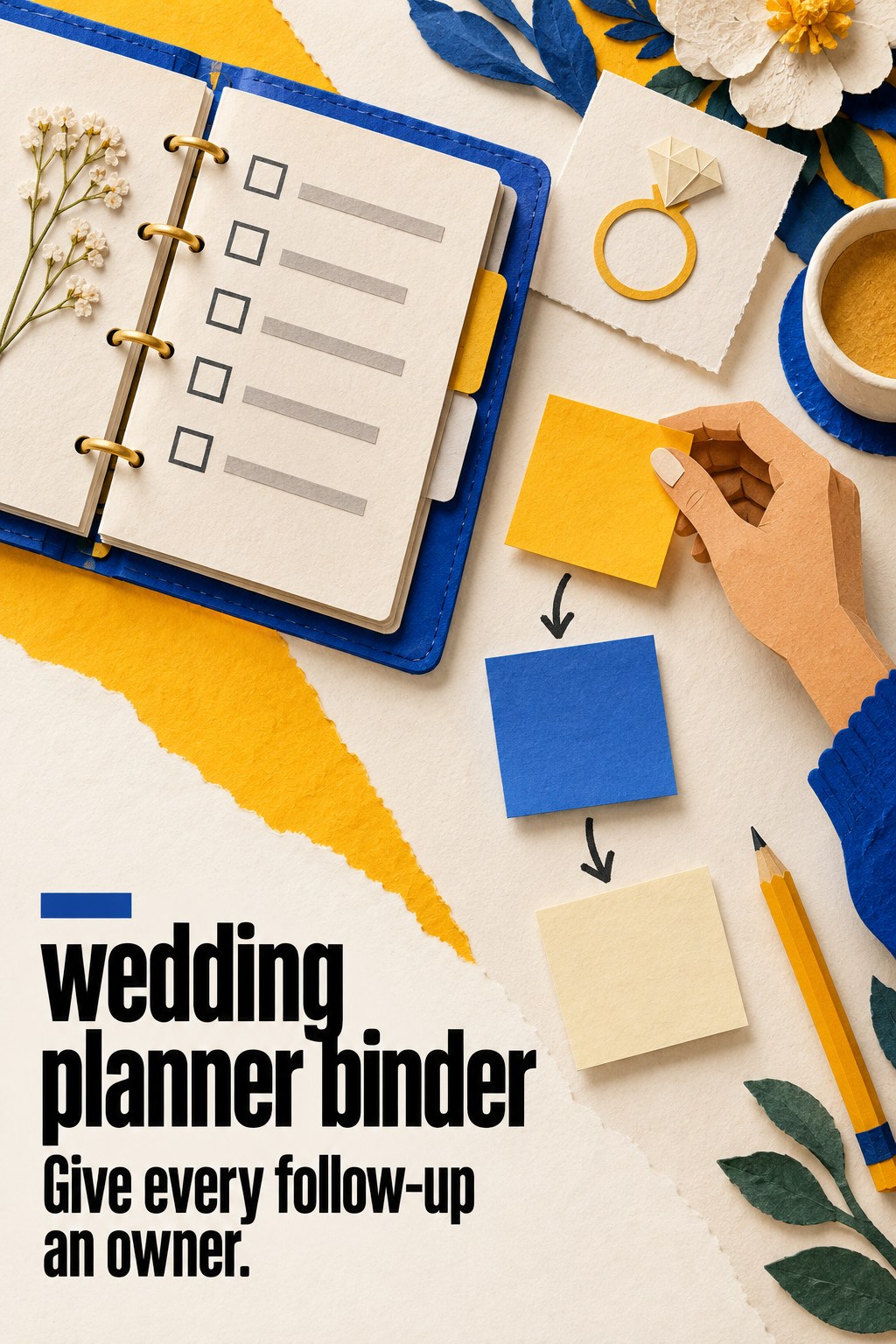 Give Every Follow-Up an Owner wedding planner binder and notes arranged into vendor follow-up actions