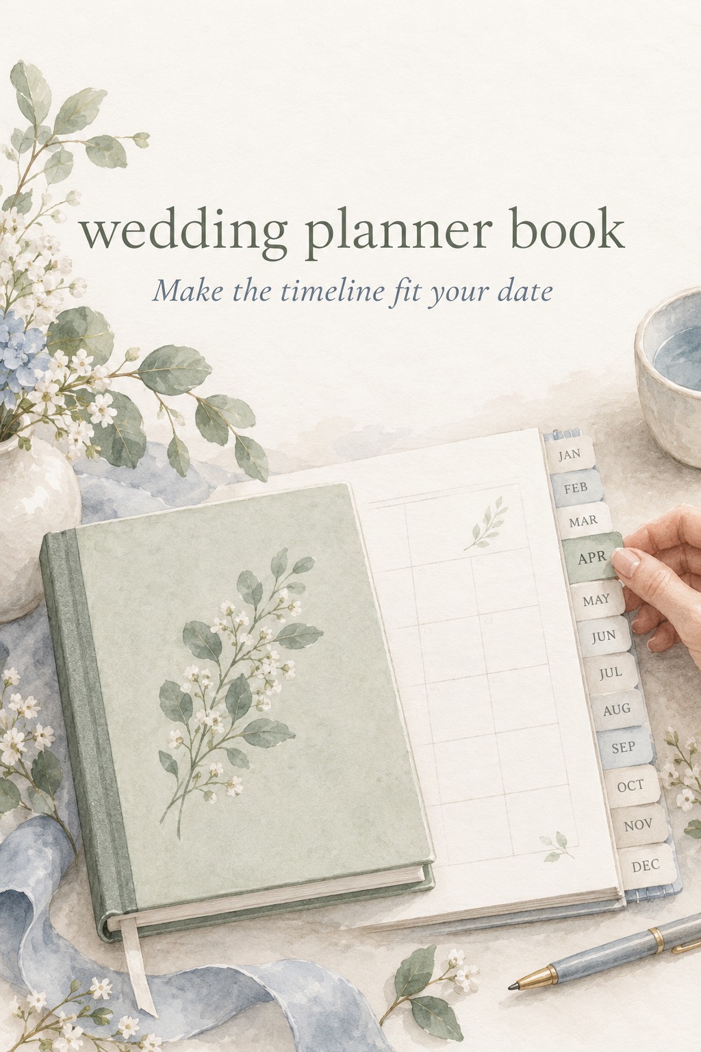 Make the Timeline Fit Your Date wedding planner book with a flexible month-by-month calendar