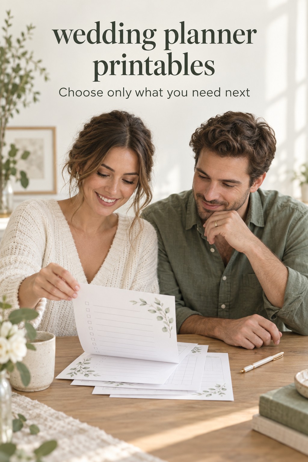 Wedding Planner Printables: Choose What You Need wedding planner printables selected by a couple at a planning table