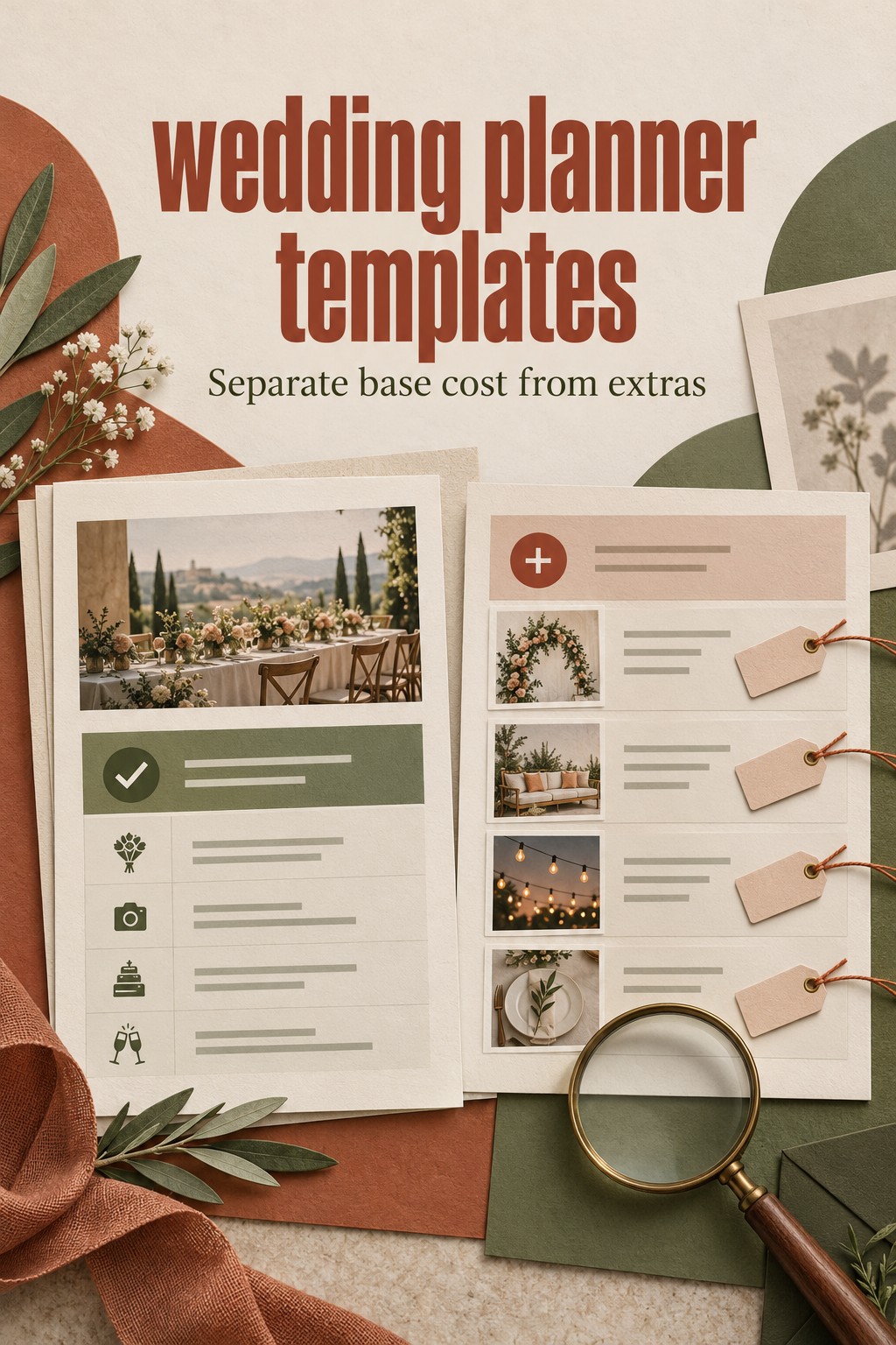 Wedding planner templates: Separate base cost from extras wedding planner templates: proposal comparison showing base scope and add-ons