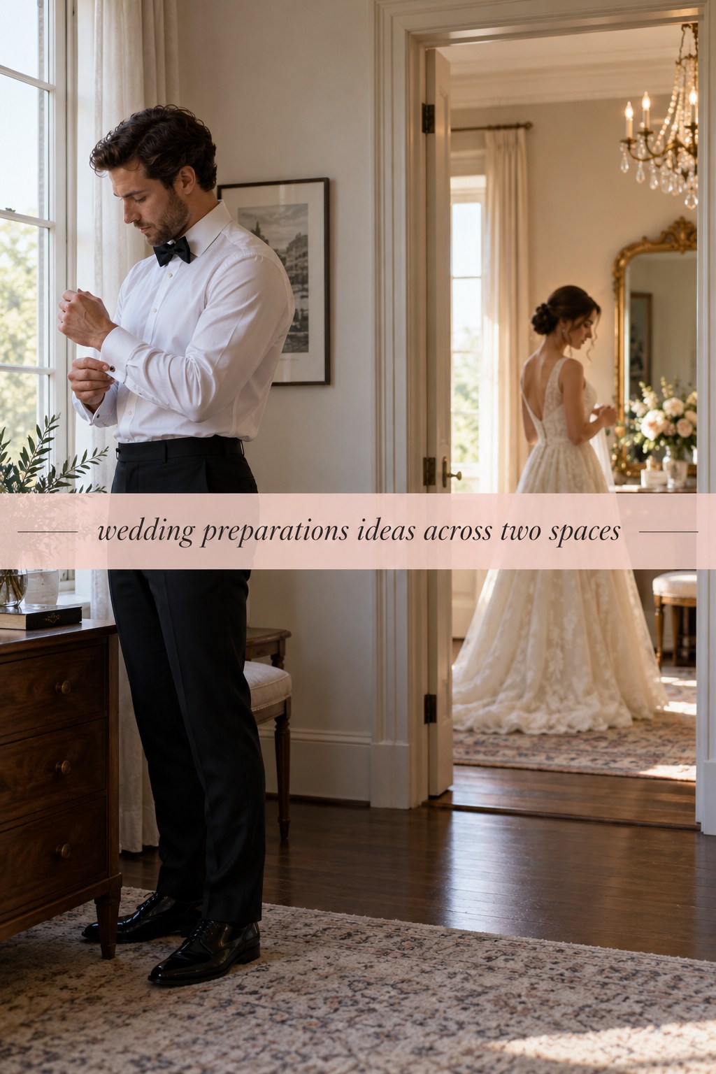 Wedding Preparations Across Two Spaces wedding preparations ideas for partners getting ready in separate spaces