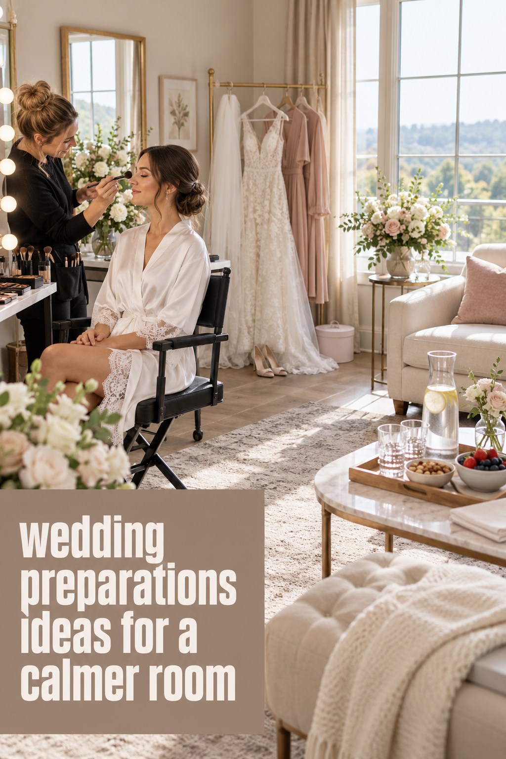 Wedding Preparations for a Calmer Room wedding preparations ideas in an airy organized preparation room