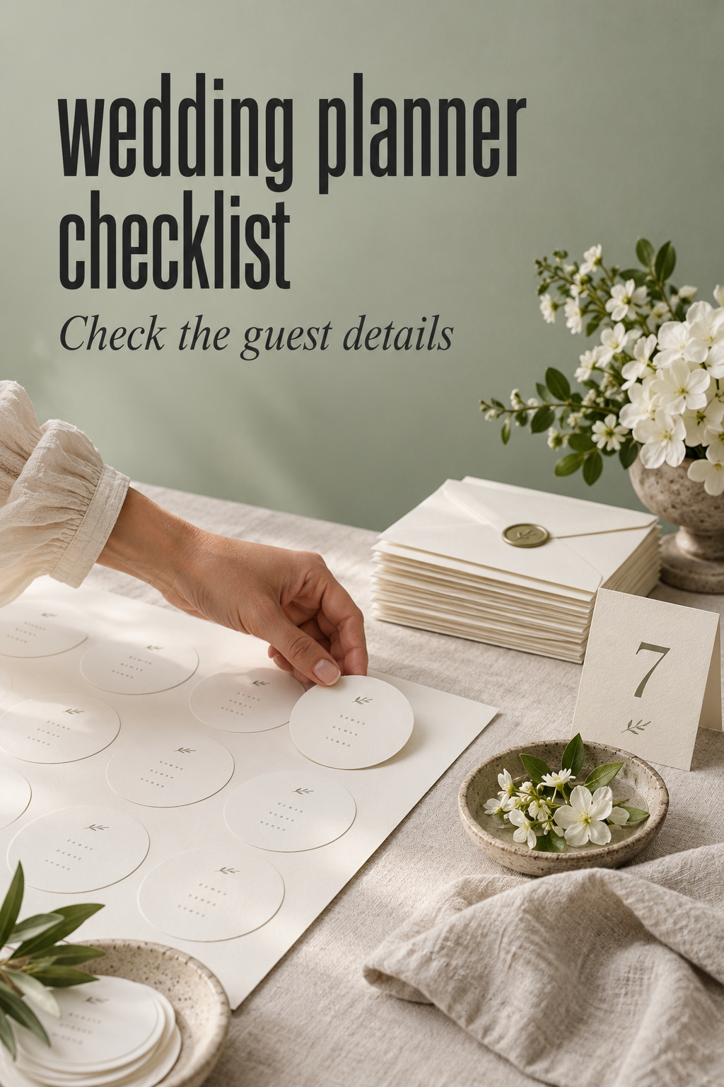 Wedding Planner Checklist: Guest Details wedding planner checklist guest seating plan with RSVP envelopes and table cards